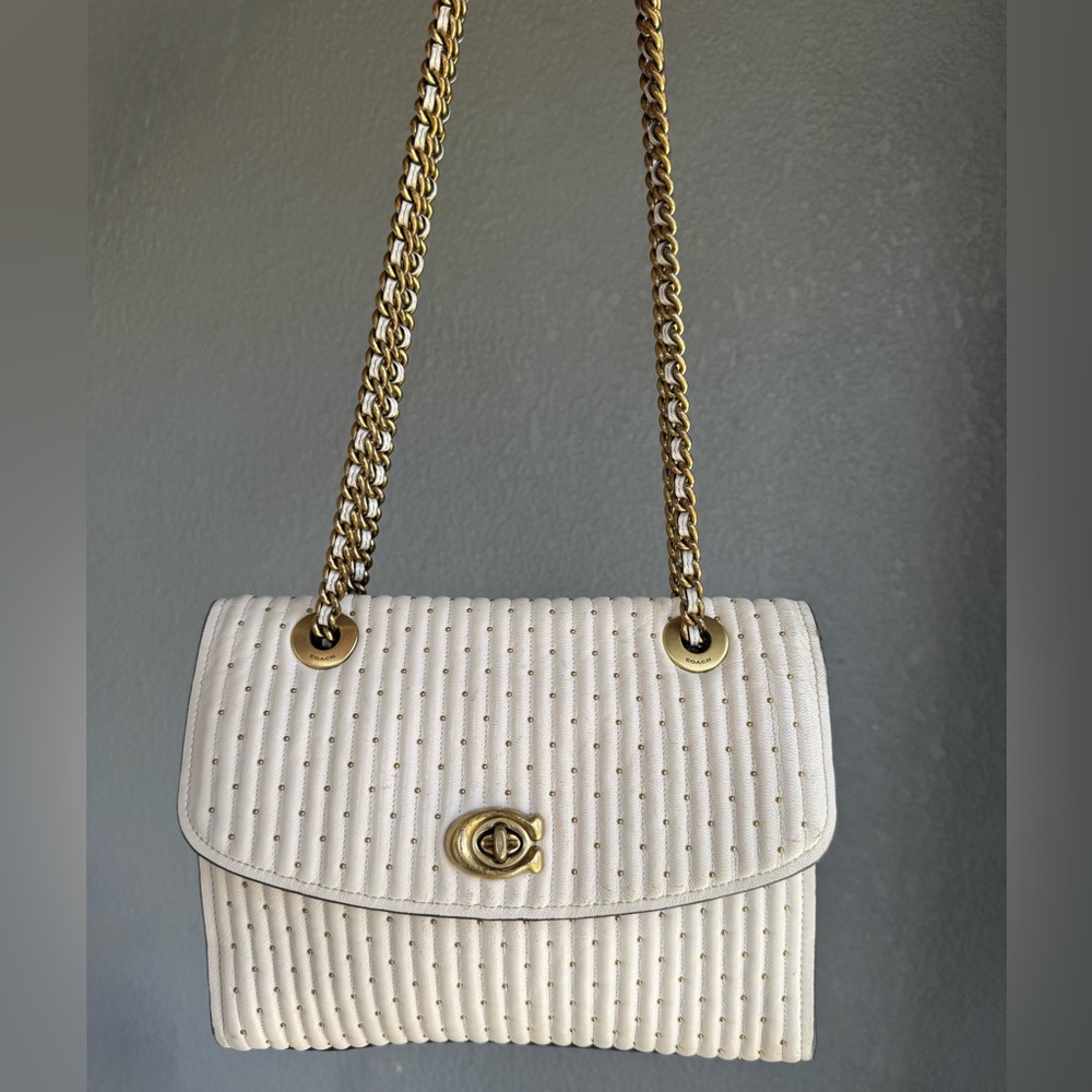 Coach White Quilted Shoulder Bag